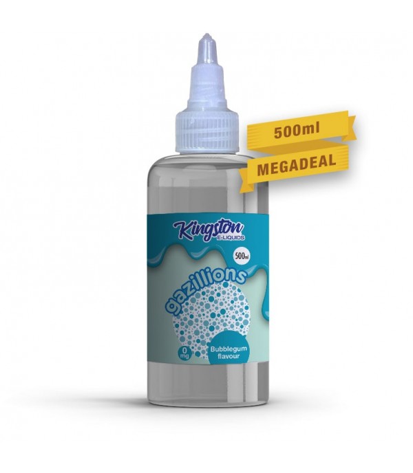 Gazillions Bubblegum by Kingston 500ML E Liquid 70VG Vape 0MG Juice