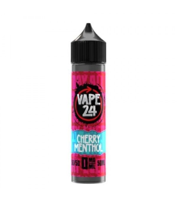 Cherry Menthol By Vape 24, 50ML E Liquid, 50VG Vape, 0MG Juice